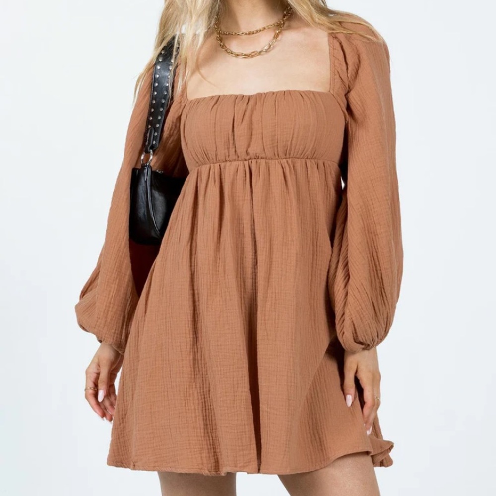 Princess Polly let’s dance Mini long sleeve dress rust